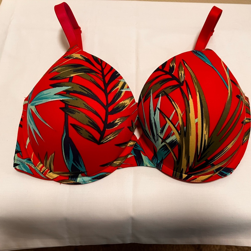 PINK by Victoria Secret Wear Everywhere Vibrant Push Bra, 34DD, Vivid Red/Pink